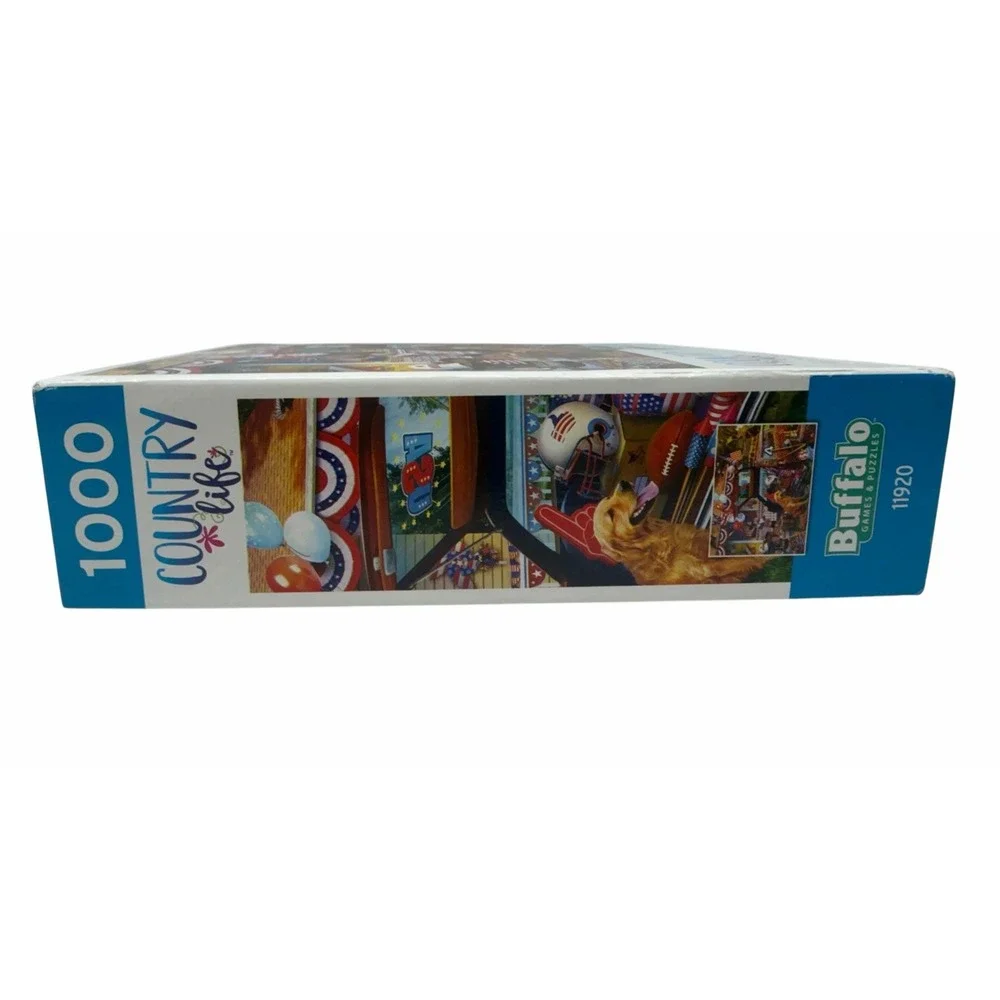 Lot of 2 Buffalo Games Country Life 1000 Pc Puzzles Farmers Market Patriotic